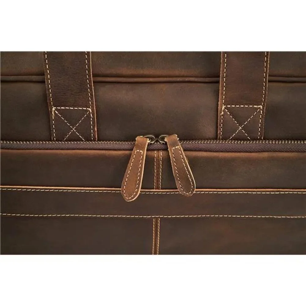 Men's Handcrafted Leather Laptop Bag, Dark Brown, Fits 15.6